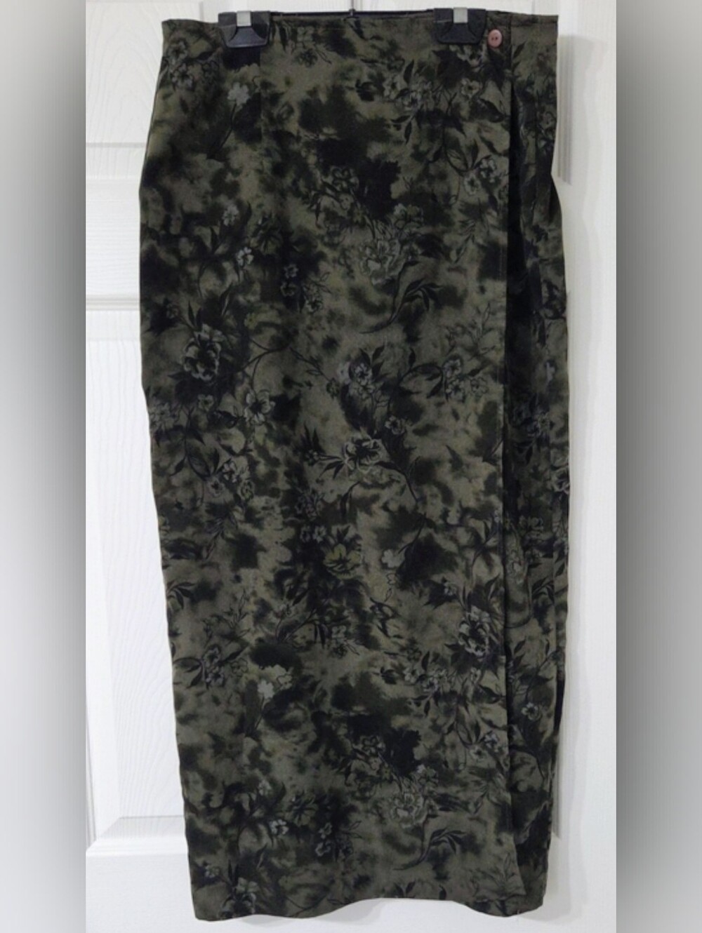 Women’s Olive Green Floral Long Wrap Skirt